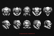 10 Bundle Dark Art Clown Scary Face, an Illustration by Morspective (Thumbnail 6 of 7)