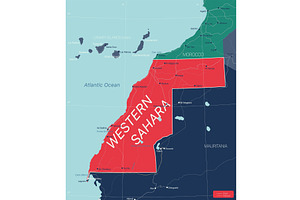 Western Sahara detailed editable map, an Illustration by Jan Jack Russo Media