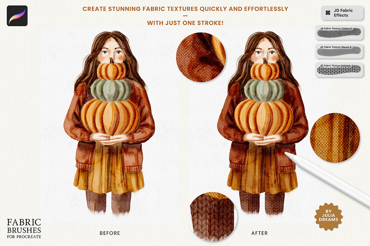 Fabric Effects Brushes Procreate, a Brush Add-On by Julia Dreams (Photo 5 of 6)