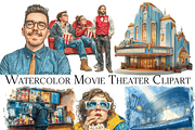 Watercolor Movie Theater Clipart, an Object Graphic by ArtisticTimberStudio (Thumbnail 2 of 2)