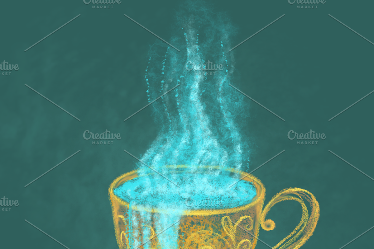 A gold cup of pure water overflow, an Illustration by AMMi