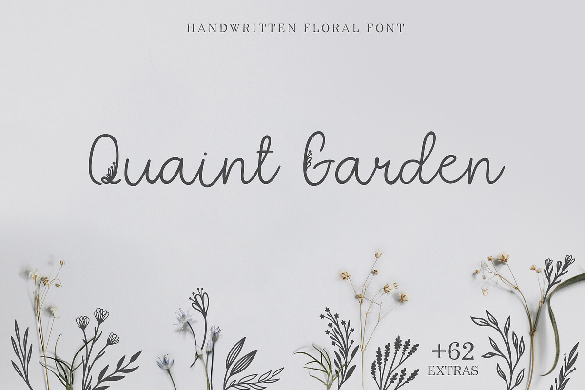 Quaint Garden Floral Font +EXTRAS