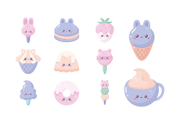 Kawaii Dessert Icons Set preview 2