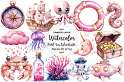 Pink Sea Adventure Clipart, an Illustration by OK Design (Thumbnail 1 of 5)