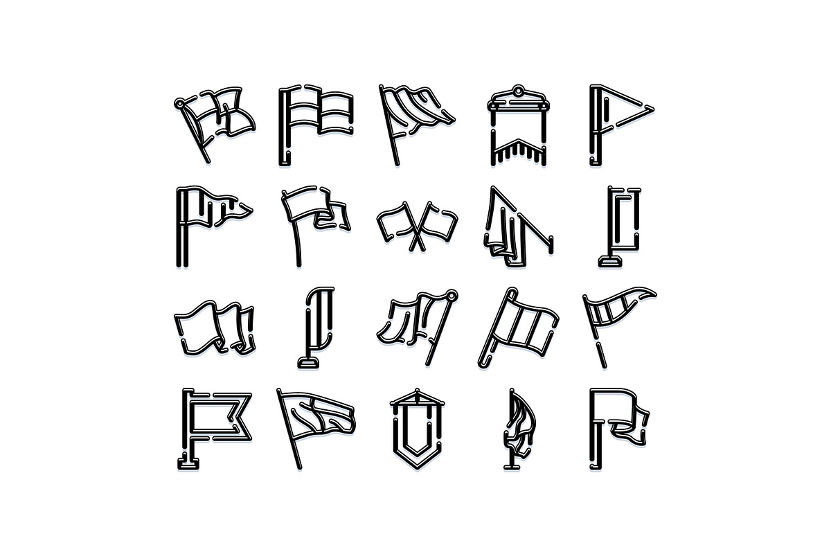 Various flag and banner outline icon, an Object Graphic by pikepicture (Photo 1 of 3)
