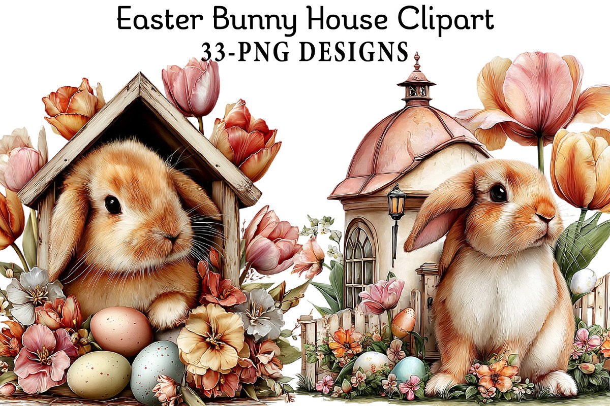 Easter Bunny House Clipart, an Illustration by Daily.Designs (Photo 1 of 8)