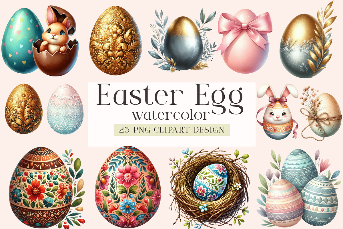 Easter Clipart, Easter Egg Clipart, an Illustration by DreamArtGraphic (Photo 1 of 5)