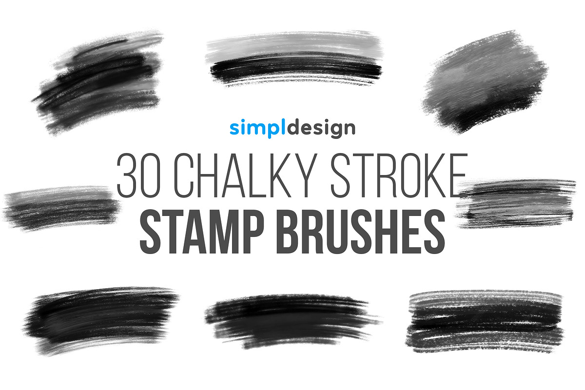 30 Chalky Stroke Photoshop Brushes, a Brush Add-On by SimplDesign (Photo 1 of 3)