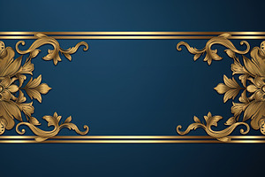 Blue and gold business banner background with golden ornate