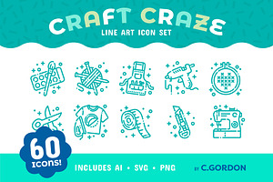 Craft Craze Line Art Icon Set