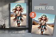 Stylish cartoon hippie girl. Clipart, a Person Illustration by KENO Mascots (Thumbnail 4 of 6)
