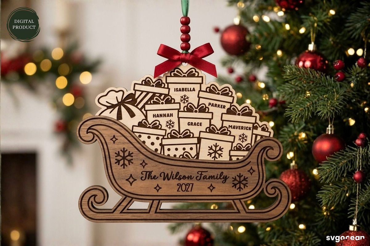 Santa Sleigh Ornaments SVG Bundle, a Decorative Illustration by svgocean (Photo 10 of 21)