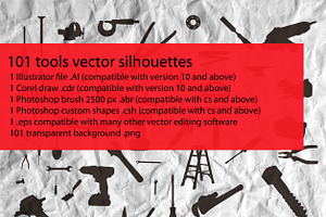 101 tools vector silhouette