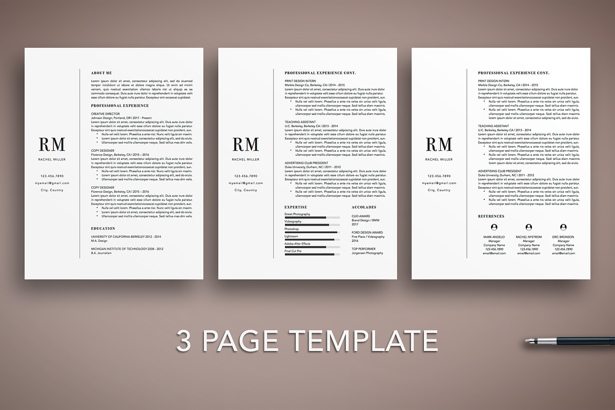 Modern CV Resume Template Word/Pages, a Resume Template by The Creative Resume (Photo 3 of 8)