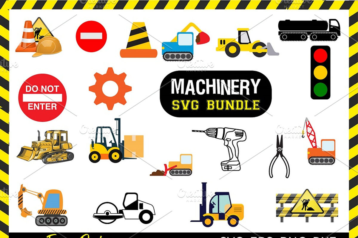 Construction Machinery SVG Bundle, an Object Illustration by FancyDesignStudio (Photo 2 of 2)