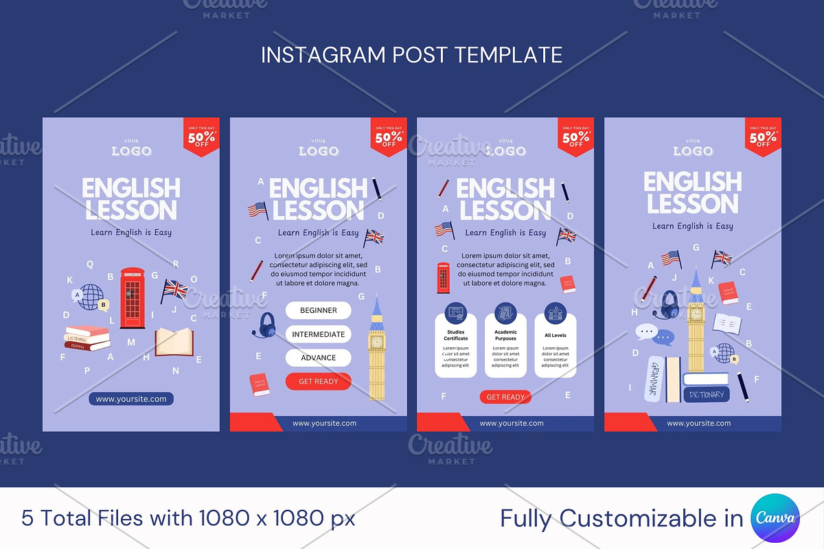English Lesson Template, a Social Media Template by ryelart.design (Photo 3 of 4)
