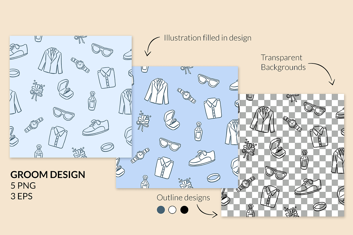 Wedding Hand drawn Pattern Set, a Pattern Graphic by CreativeChristiana (Photo 5 of 7)