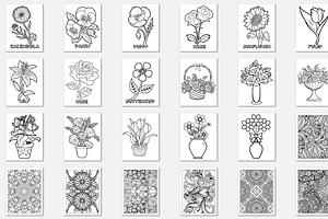 250 Vector Flower Coloring Pages