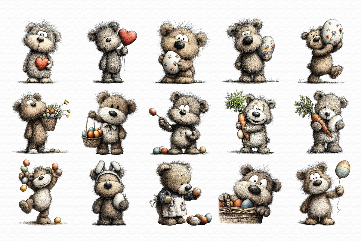 Whimsical Easter Teddy Bear Clipart, a Graphic by Libby Wishes (Photo 4 of 7)