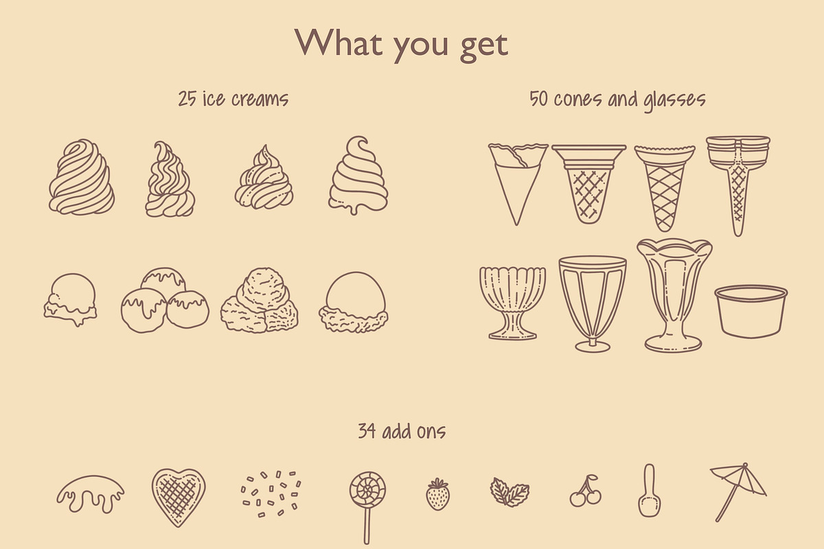 150+ Procreate Ice Cream Stamp Set, a Brush Add-On by SketchQueen (Photo 7 of 7)