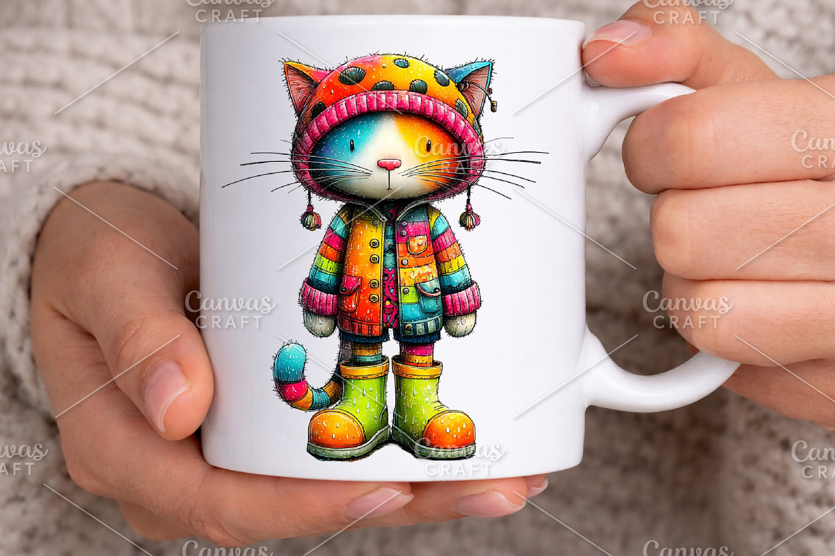 Whimsical Spring Cats Clipart Bundle, an Illustration by Canvas Craft (Photo 5 of 7)