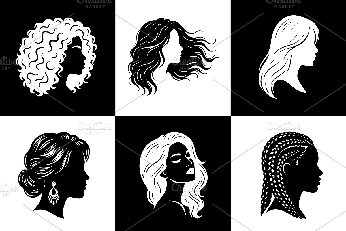 Female Portrait & Hair Silhouettes, an Object Graphic by Designgrove (Photo 2 of 3)