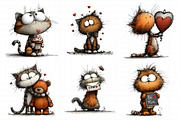 Whimsical Cats Valentine Clipart, an Illustration by Daily.Designs (Thumbnail 6 of 8)