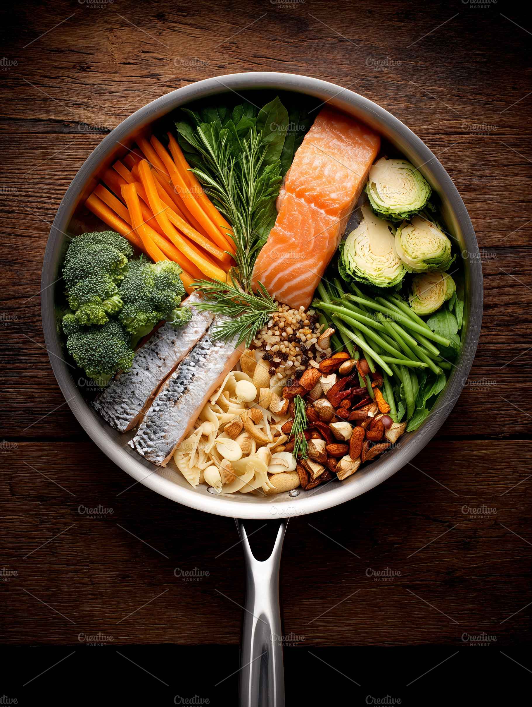 Top view of fresh salmon fillet with, a Food & Drink Photo by MistyDay
