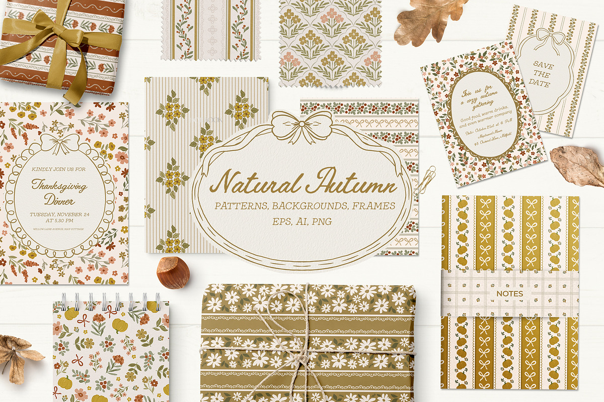 Natural Autumn background & pattern, a Pattern Graphic by Cozy pattern shop (Photo 1 of 14)