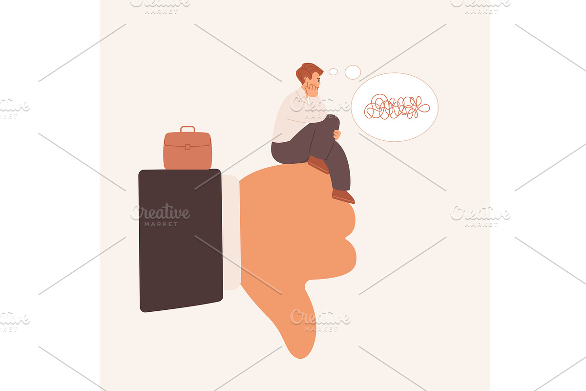 Negative feedback unhappy man, a Person Illustration by Lemberg Vector