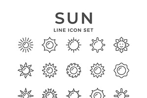 Set Line Icons of Sun, an Outline Icon by motorama