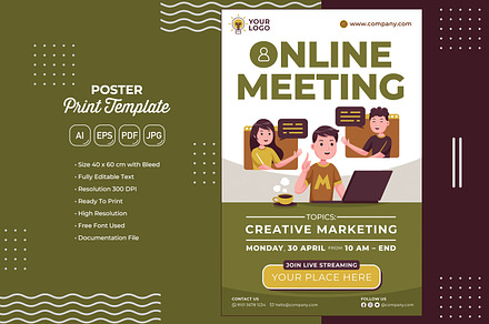 Online Meeting 01 Print Template Set, a Flyer Template by MEDZ