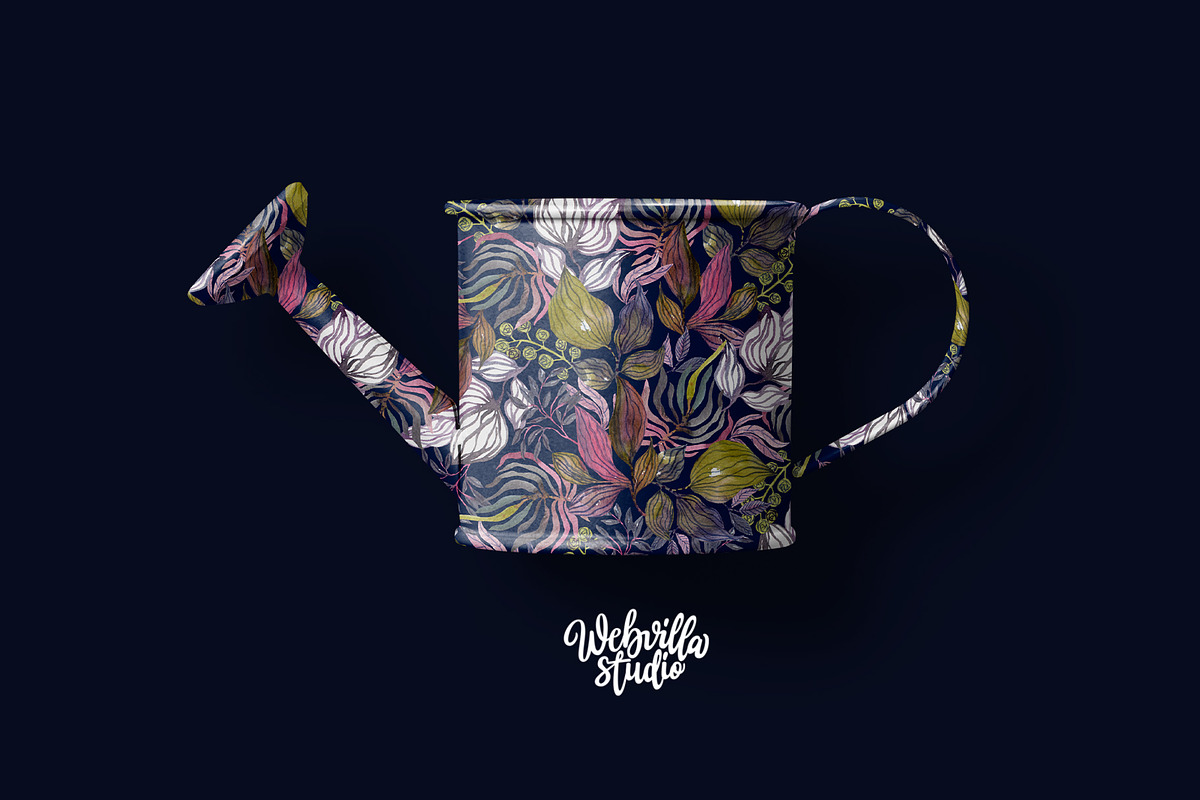 Midnight Botanical Pattern, a Pattern Graphic by Webvilla Studio