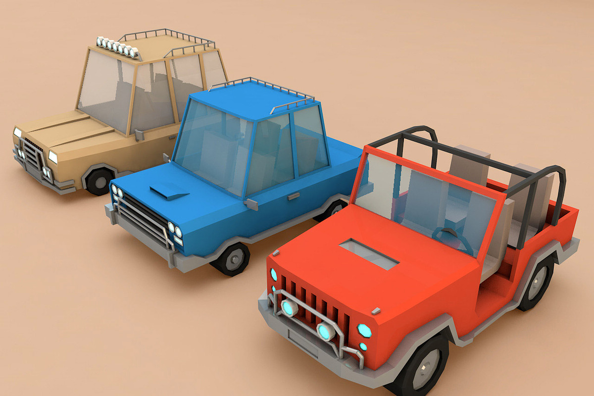Cartoon Car Set Low Poly 3D Model, a Cars & Vehicle 3D Model by Low Poly Lab (Photo 1 of 13)