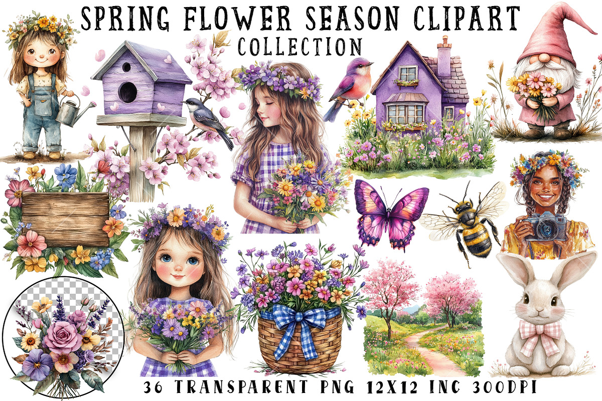 Spring Flower Season Clipart, an Illustration by OK Design (Photo 1 of 6)