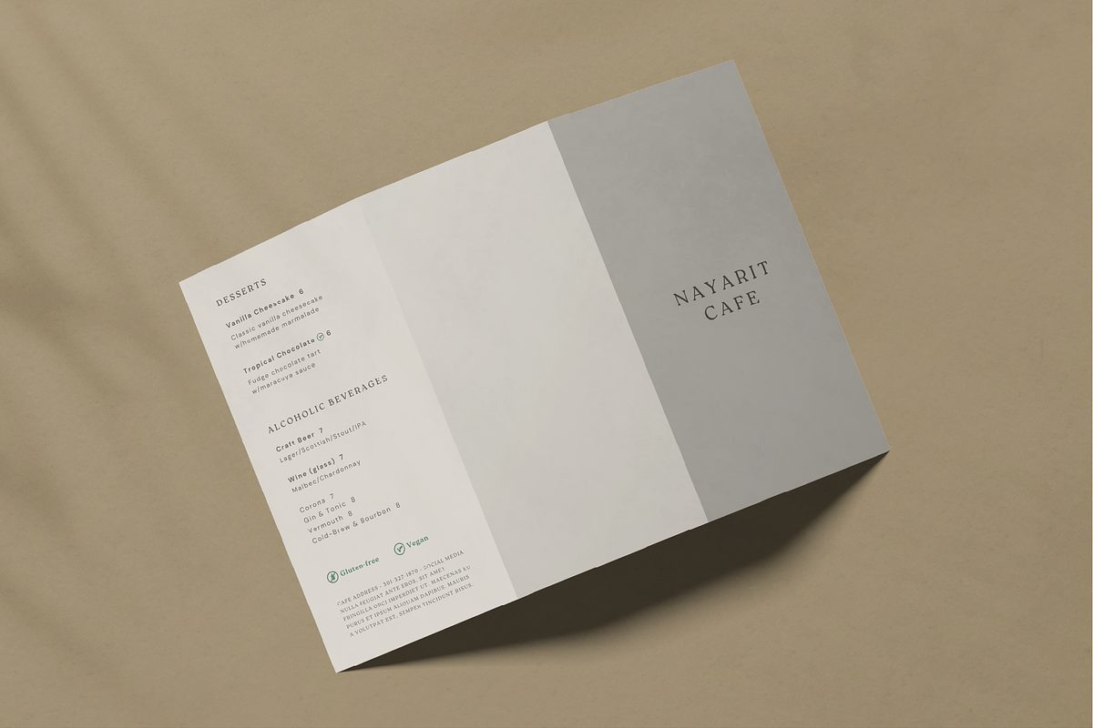 Minimalist Trifold Menu Template, a Stationery Template by Paraná Studio (Photo 7 of 7)