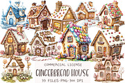 Gingerbread House Watercolor Clipart, an Illustration by OK Design (Thumbnail 1 of 5)