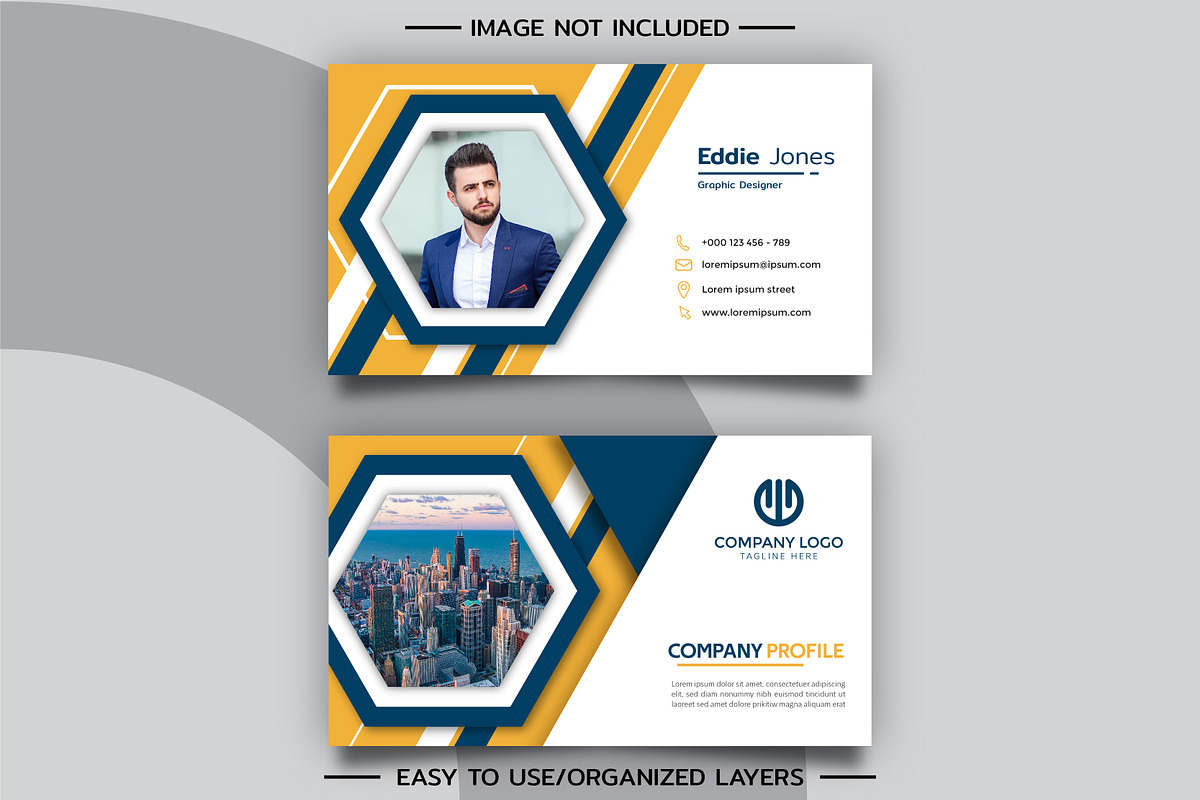 Abstract blue yellow business card, a Business Card Template by nicemorning