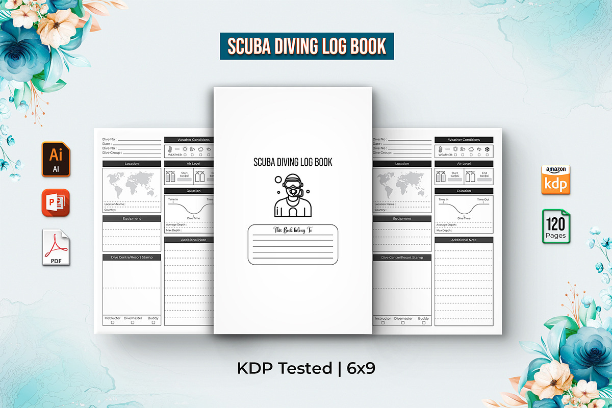 Editable Scuba Diving Logbook, a Templates & Theme by Mondols Graphic (Photo 1 of 2)