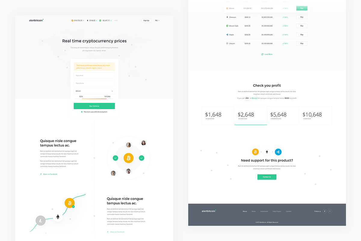 Alertbitcoin — Single Page PSD, a Landing Page Template by artemmashirov (Photo 1 of 3)