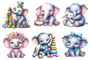 Elephant Baby Nursery Watercolor, a Graphic by CitraGraphics (Thumbnail 2 of 4)