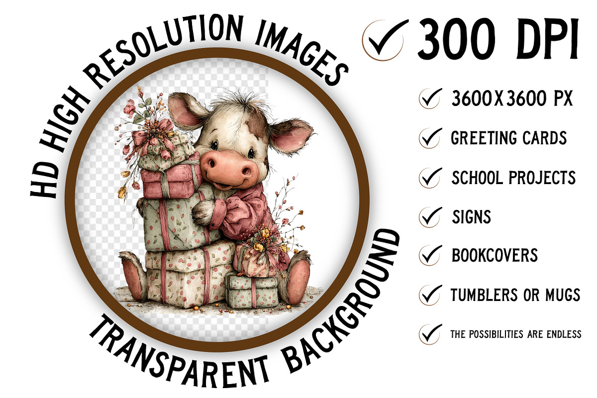 Whimsical Easter Cow Clipart Png, an Illustration by Craft Nest (Photo 2 of 11)