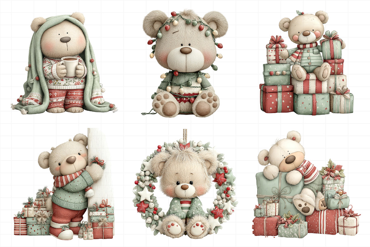 Christmas Teddy Bear Clipart, an Illustration by Daily.Designs (Photo 4 of 5)