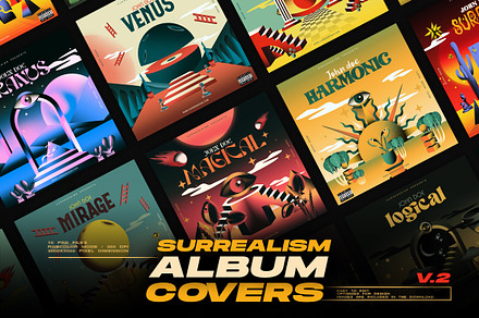 Surrealism Album Covers Pack Vol.2, a Poster Template by Cursedesign