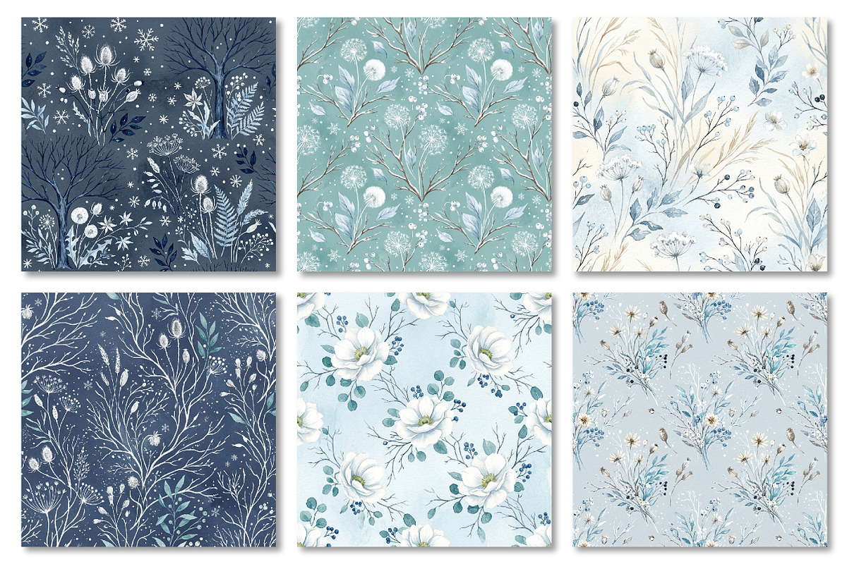 Winter Frost Garden Seamless Pattern, a Texture Graphic by Dream Creation (Photo 3 of 7)