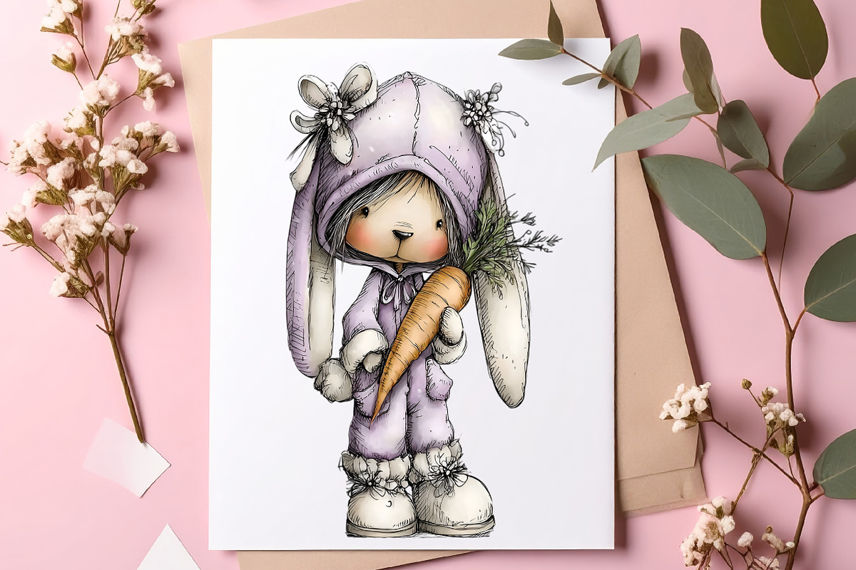 Whimsical easter bunny clipart, an Illustration by SinaCreation (Photo 4 of 7)