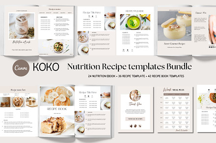 Nutrition Recipe Template Bundle, a Magazine Template by Deepa Template Studio