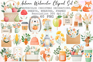 Autumn Watercolor Clipart Set, an Illustration by Sublimation Artist