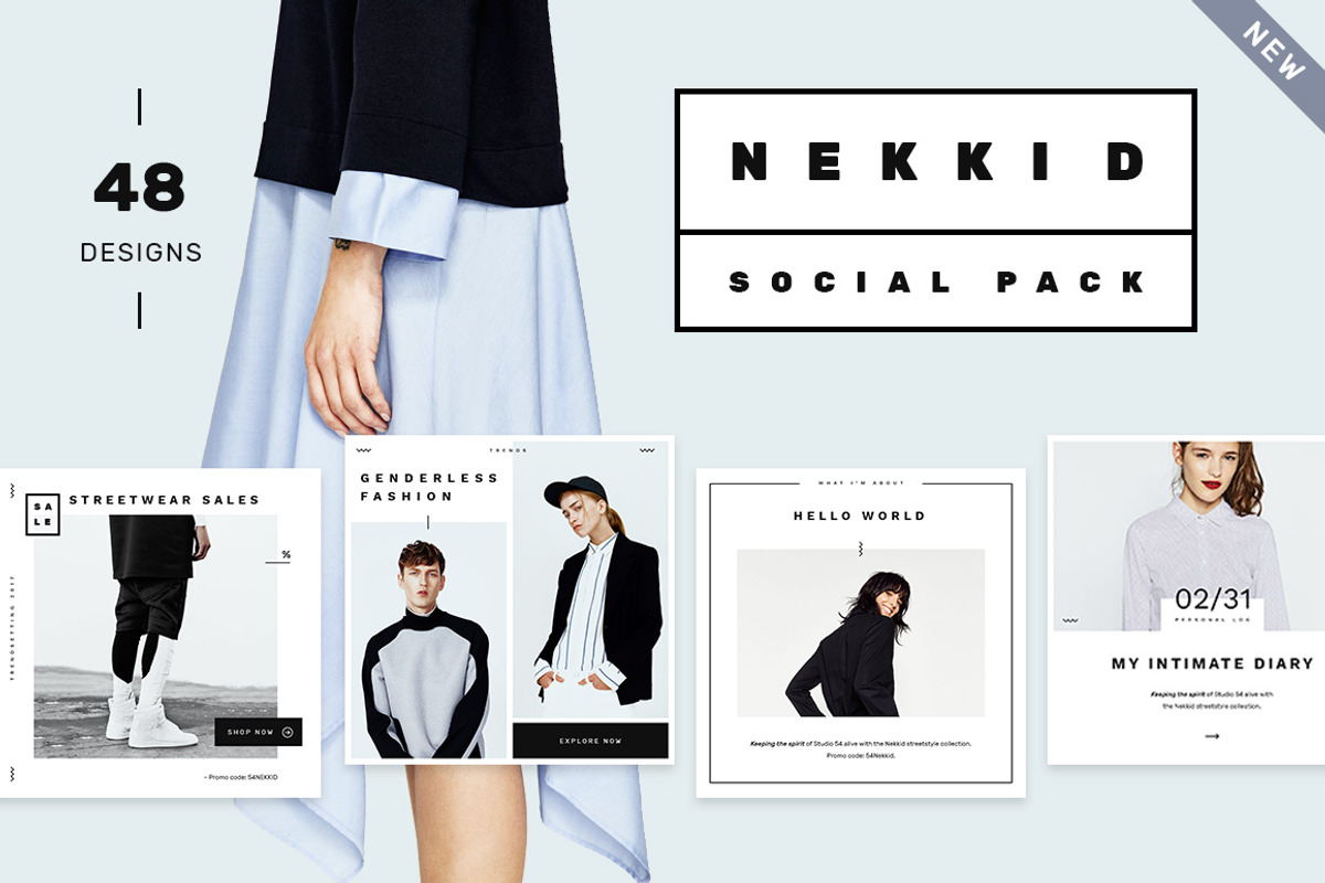 Nekkid - Social Media Booster Pack, a Social Media Template by NordWood (Photo 1 of 9)