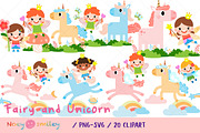 Fairy and Unicorn PNG SVG clipart, a Seasonal Illustration by Noey smiley (Thumbnail 1 of 7)